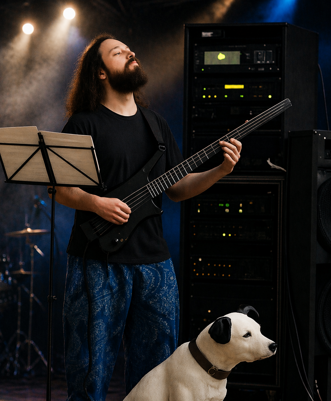 Stanley Jungleib performing on keyboards and bass.